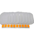 White adhesive discs for Relief Gel Toilet Seat Cushion For Seniors And Disabled, easy install set with blue gel cushion.