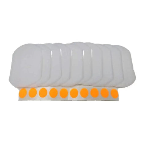 White adhesive discs for Relief Gel Toilet Seat Cushion For Seniors And Disabled, easy install set with blue gel cushion.