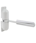 Heavy Duty Adjustable Surface Mounted Door Closer Fire Rated Metal For 180 Degree Automatic Opening Outdoor Spring Loaded Gate Closer Weatherproof White Finish Easy Install Durable Construction