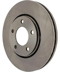 Front view of Centric C-Tek front brake rotor; vented steel disc with four lug holes