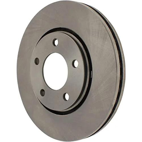 Front view of Centric C-Tek front brake rotor; vented steel disc with four lug holes