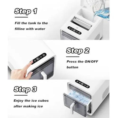 Hassle Free Self Cleaning Countertop Ice Maker Making Chunky Ice In Ten Minutes Flat Portable One Point Five Liter Setup steps for use