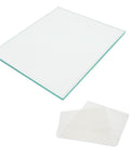 Front view of glass flat sharpening plate with anti-slip mat, 10.25 x 11.75 in, 8 mm thick