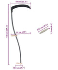Beastly Heavy Duty Garden Scythe With Steel Blade And Long 57.1 Inch Snath, Durable Black Brown Finish, shown with measurements