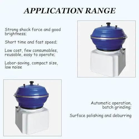 Heavy Duty Vibratory Tumbler Bowl for Metal Polishing and Finishing, High Frequency Vibration Polisher shown side view