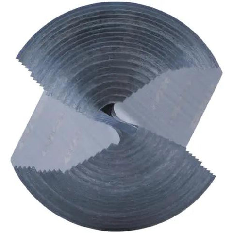 Close-up of Ultimate Step Drill Bit Set For 7/8 To 1-3/8 Inch Holes with double fluted design and aluminum titanium nitride coating.