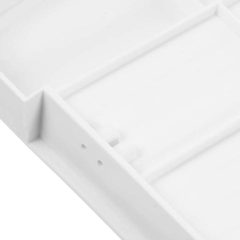 Close up view of the white PP frame of the Premium Under Desk Keyboard Tray With Dead Simple Pull Out Shelf.