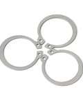 Heavy Duty Black External Circlips M3 To M42 Size C Type Snap Rings And Bearing Washers Made From Tough 65mn Manganese Steel in a set of four.