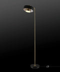 Felipe Floor Lamp With Tilting Head, Antique Brass Finish And Matte Black Accent, Mid Century Modern Style For Living Room