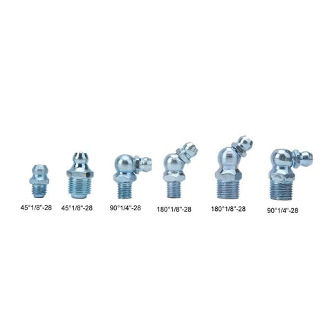 Grease Fittings Kit 110 Pcs Zinc Iron 45 Degree And 90 Degree Nipples Nozzles And Tips For Heavy Duty Machinery Bearings And Engineering Equipment