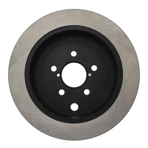 Centric Premium rear brake rotor front view with silver outer disc and black center hub, 5-lug bolt pattern.