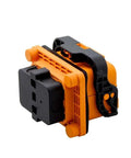 Badass Heavy Duty EV Service Disconnect Plug And Socket 2 Pin 100A IP67 Waterproof Front Lock showing black and orange connector.