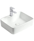 Countertop Bathroom Sinks 18.8"X14.5" Rectangular Bathroom Sink, Above Counter Ceramic Vessel Sink With Faucet, White Vanity Sink Basin Bathroom Vanity Sinks Basin, angled view