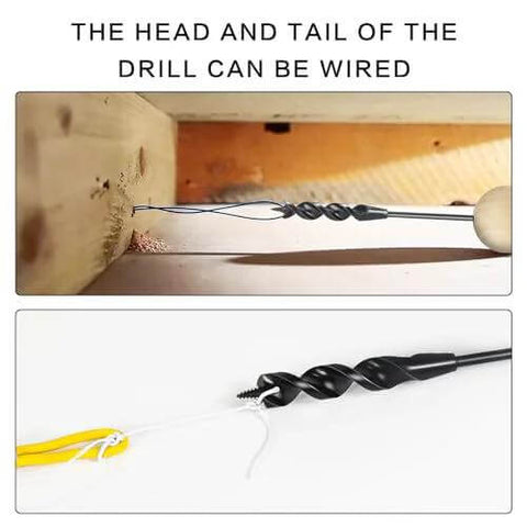 Flexible drill bit with guide ball for wire pulling; 3/4 in dia, 54 in auger-style bit for pulling wires through walls