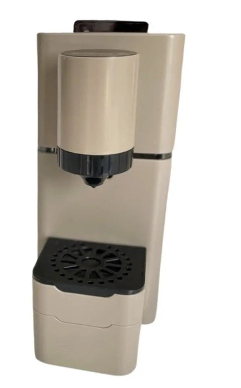 Slick Super Automatic Espresso Coffee Machine With Integrated Capsule System And Compact Pump Design For Genuine Italian Fiber Pods, beige color.