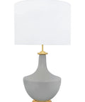 27 Inch Stoneware Table Lamp With Linen Shade In Grey And Gold Finish Perfect For Bedroom Or Living Room Vibe Ready Accent Lighting