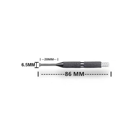 Noga RC1000 mini reversible deburring tool holder; black knurled handle, metal shaft, 86 mm length.