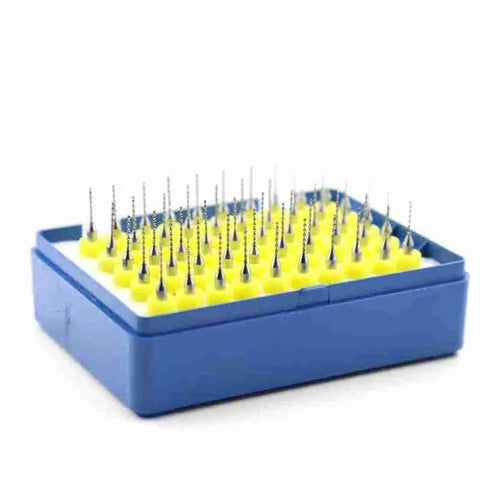 Carbide PCB Engraving Drill Bits Set for CNC Router Wood and Metal Cutting, 0.5mm to 1.2mm Micro Engraving Bits in 50-piece box