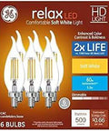 Six Pack Dimmable LED Light Bulbs 60 Watt Equivalent Soft White 2700K E12 Candelabra Base Vintage Antique Decor box