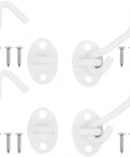 Heavy Duty Stainless Steel Gate Hook And Eye Latch Lock For Door Window Garage Shed Cabinet Hardware featuring swivel design and screws.