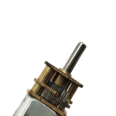 Close-up of Two Pack N20 Micro Gearbox Motor 12V D Shaft Mini Motor Reducer, showing 12mm gearbox and gear details for robotics DIY use
