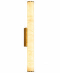 JCQASRT 19.69 in Modern Wall Sconce, 3-Color Changing LED Wall Light Fixture, Hardwired Brass Gold Metal & Resin Wall Lamp for Bedroom Living Room Hallway Staircase, close-up view with polished brass base.