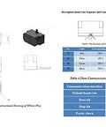 Technical diagram of TFmini Plus Micro LiDAR Range Finder Sensor for Arduino showing dimensions, pin descriptions, and data protocols.