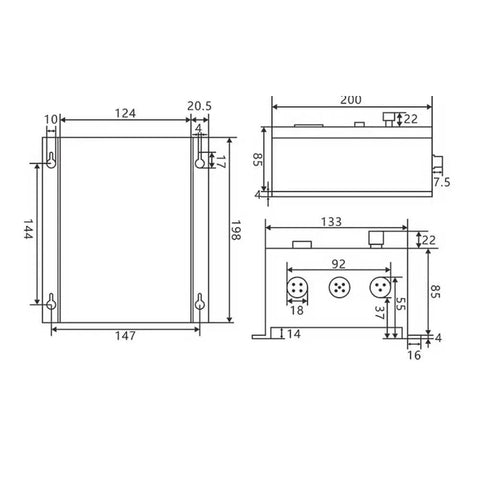 Technical drawing of 450W 220V Permanent Magnet Synchronous Brushless DC Motor With 80x80 mm Flange And 14 mm Shaft dimensions.