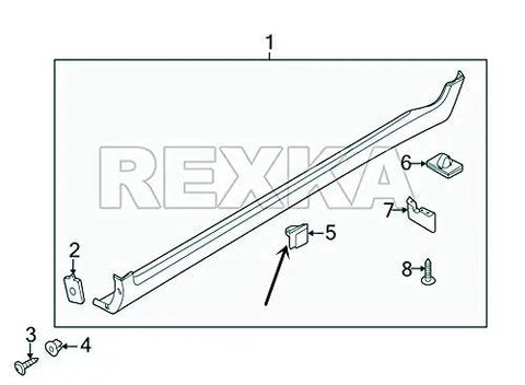 Diagram showing 15 Piece Door Liftgate Body Side Rocker Molding Retainer Clip Set For Hyundai And Kia Vehicles with numbered parts.