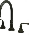 Oil Rubbed Bronze Widespread Kitchen Faucet With Solid Brass Construction Deck Mount 8 To 16 Inch 4 Hole Install Drip Free