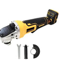 Rock Solid Brushless Cordless Angle Grinder Loaded With Four Variable Speed Gears Compatible With Standard 18V Or 20V Batteries, compact design with accessories.