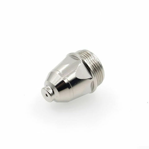 Close-up of metal nozzle from Plasma Cutting Torch Consumables Kit For P80 Style Lotos LTP8000 80A IGBT Cutter, 24 Pieces Including Electrodes,