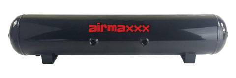 Straight Bolt On Air Ride Suspension Kit For 1965-70 Chevy Impala featuring a black air tank with red logo and mounting brackets.