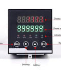 U Shaped Measuring Wheel Digital Length Counter With Led Display For Fabrics Wires And Films Heavy Duty Professional Grade Rubber Tracker Dead On Accuracy All Day Long display unit with digital reading and control buttons.