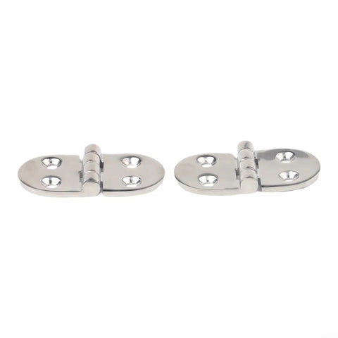Two Pack Heavy Duty Oval Hinges in 316 Stainless Steel for Outdoor Cabinets, Boat And RV Doors, Marine Grade, Corrosion Resistant, Smooth Quiet Operation, Built Tough For Harsh Environments, top view