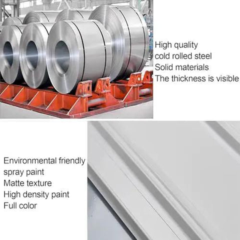 Heavy Duty Metal Storage Shelves Built Tough Floor Standing Shelving Unit For Garage Kitchen And Workspace Organization Rust Resistant Steel Rack With Heavy Load Capacity showing cold rolled steel rolls and matte finish.