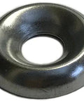 Front view of stainless steel countersunk finishing cup washer, 1/4 inch size.