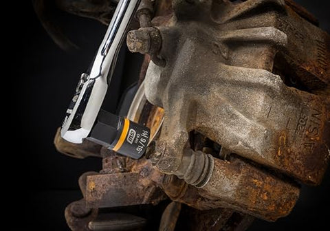 Impact wrench using Seven Piece Metric Bolt Biter Extraction Socket Set With One Quarter And Three Eighths Inch Drive Bidirectional.