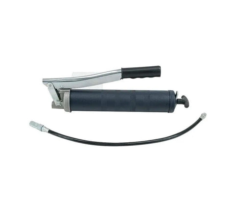 Two Pack Lever Action Grease Gun Set Heavy Duty 10000 PSI With 18 Inch Whip Hose Aluminum Cast Head 16 Oz Bulk Or 14 Oz Cartridge Capacity