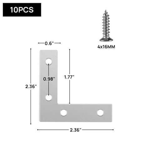 Heavy Duty L Shape Corner Brackets 60x60mm 10 Pack Stainless Steel Mending Plates With Screws For Furniture And DIY Projects