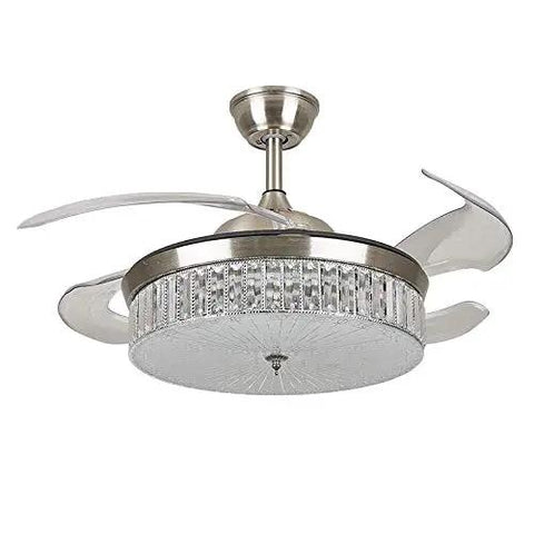 Perfect Ceiling Fan With Led Light, Sleek Chrome Finish, Subtle Crystal Blades For Dining Rooms Or Bedrooms, Silent Dc Motor, 42 Inch Sweep, Cool All Day Airflow You Gonna Definitely Love.