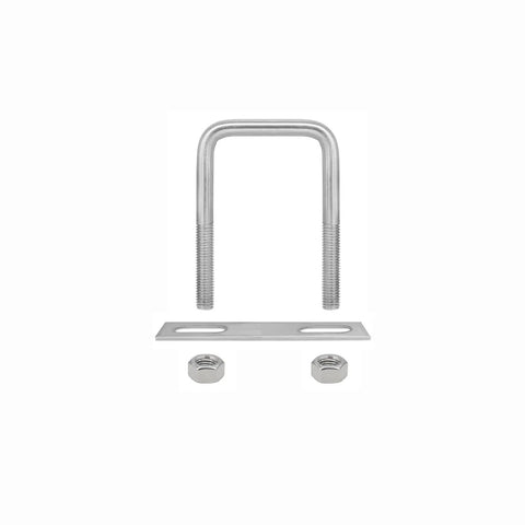 Two Sets 304 Stainless Steel Square U Bolts, Two And Three Eighths Inch Inner Width, Four Inch Length M8 With Nuts and Frame Plate