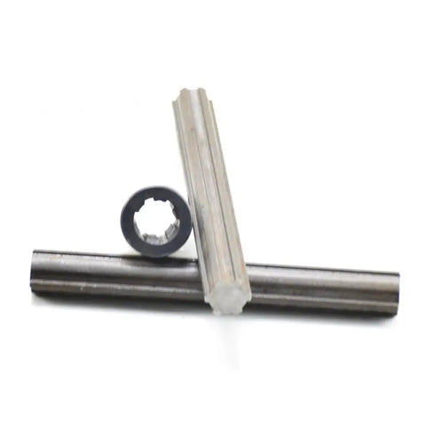 Beefed Up 6 Tooth 25mm Transmission Gear Shaft With Mechanical Spline For Atv, showing heat treated steel drive shaft and spline.