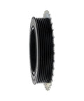 Side view of Jeep Cherokee Harmonic Balancer Pulley For 1997 1998 1999 2000 2001 Serpentine Drive Belt Type Black, 39mm Depth, 26.5mm ID.