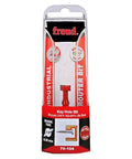 Freud 25/64 Inch Key Hole Router Bit With Perma-Shield Red Coating, in packaging, visible 1/4 inch shank, pro-grade design.