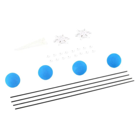 Aluminum RC Helicopter Landing Gear Kit For Stable Landings And Easy Training, 33cm Length, 40mm Ball Diameter, Fits 400 And 450 Electric Copters, Blue Built To Last For Training Practice components laid out