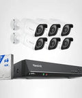 8 Channel 4K PoE Security Camera System With 6 Outdoor Bullet Cameras, Smart Person And Vehicle Detection, 8CH NVR Recorder With 2TB HDD