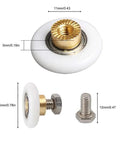 Shower Door Roller Set 25mm Twin Wheel Runners For 4 To 6mm Thick Doors Top And Bottom Replacement Parts White 4 Pack Includes Stainless Steel Screws Copper Core POM Wheels Easy Install No Fuss
