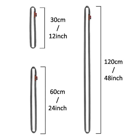 GM Climbing 16mm Nylon Sling Runner 60cm 24in Gray Beefed Up Heavy Duty Tube Nylon Webbing 22kN Load Rating CE UIAA Certified Durable Gear sizes