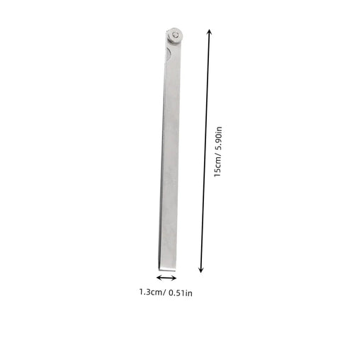 Hella Precise Dual Marked Thickness Gauge And Professional Feeler Gauge Set For Auto Repair And Woodworking With Imperial Measurements In A Foldable Carry Case, 15cm long, 1.3cm wide.